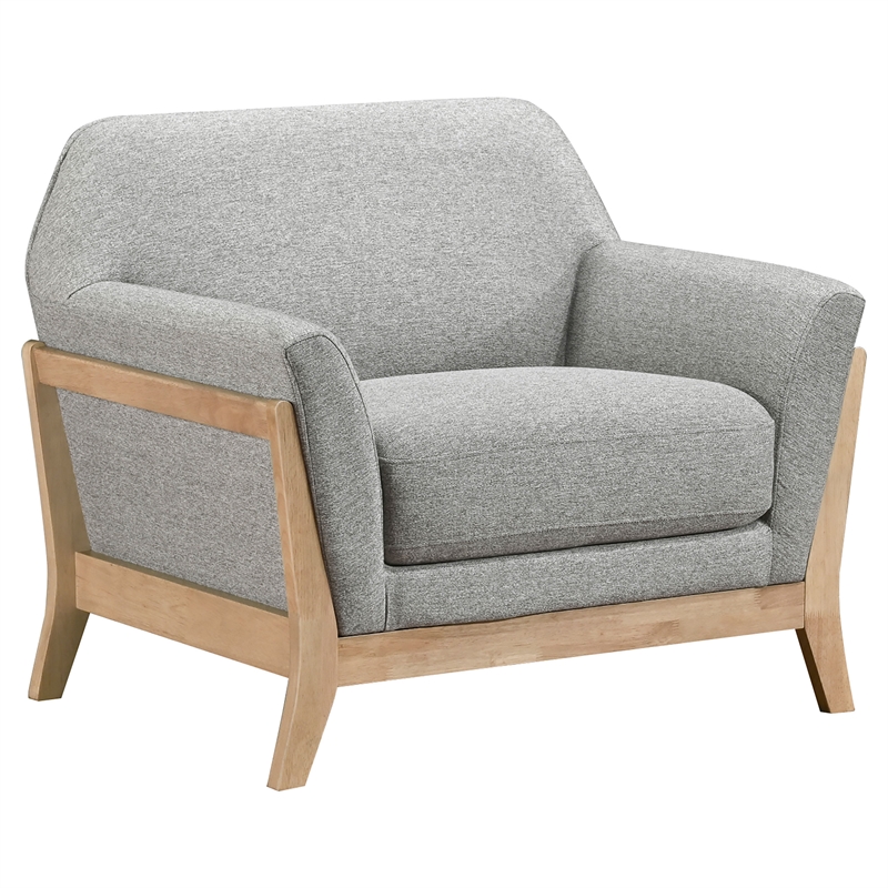Pemberly Row Mid-Century Fabric Flared Arm Accent Chair in Gray/Blonde