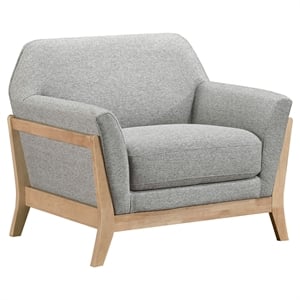 Pemberly Row Mid-Century Fabric Flared Arm Accent Chair in Gray/Blonde