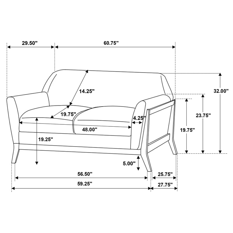 Pemberly Row 3-Piece Upholstered Fabric Flared Arm Sofa Set in Gray