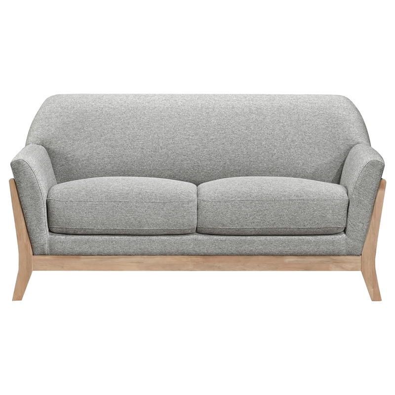 Pemberly Row 2-Piece Upholstered Fabric Flared Arm Sofa Set in Gray