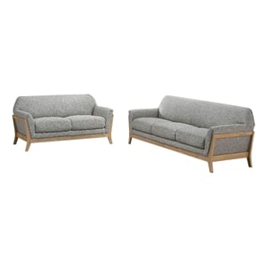 Pemberly Row 2-Piece Upholstered Fabric Flared Arm Sofa Set in Gray
