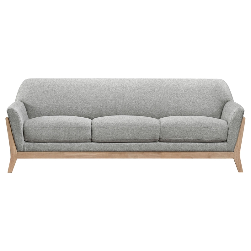 Pemberly Row Mid-Century Modern Upholstered Fabric Flared Arm Sofa in Gray