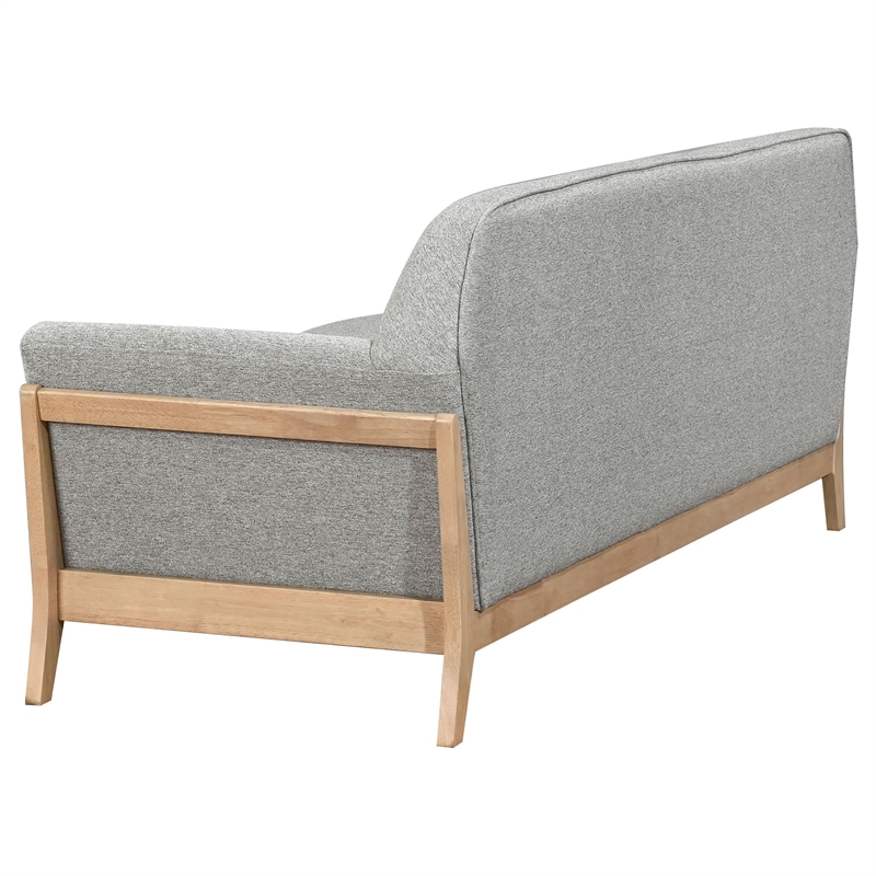 Pemberly Row Mid-Century Modern Upholstered Fabric Flared Arm Sofa in Gray