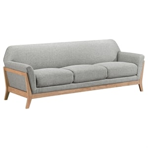 Pemberly Row Mid-Century Modern Upholstered Fabric Flared Arm Sofa in Gray