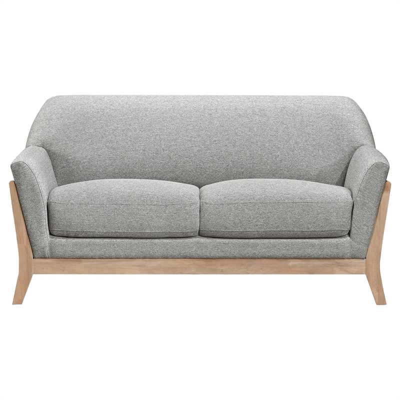 Pemberly Row Mid-Century Upholstered Fabric Flared Arm Loveseat in Gray