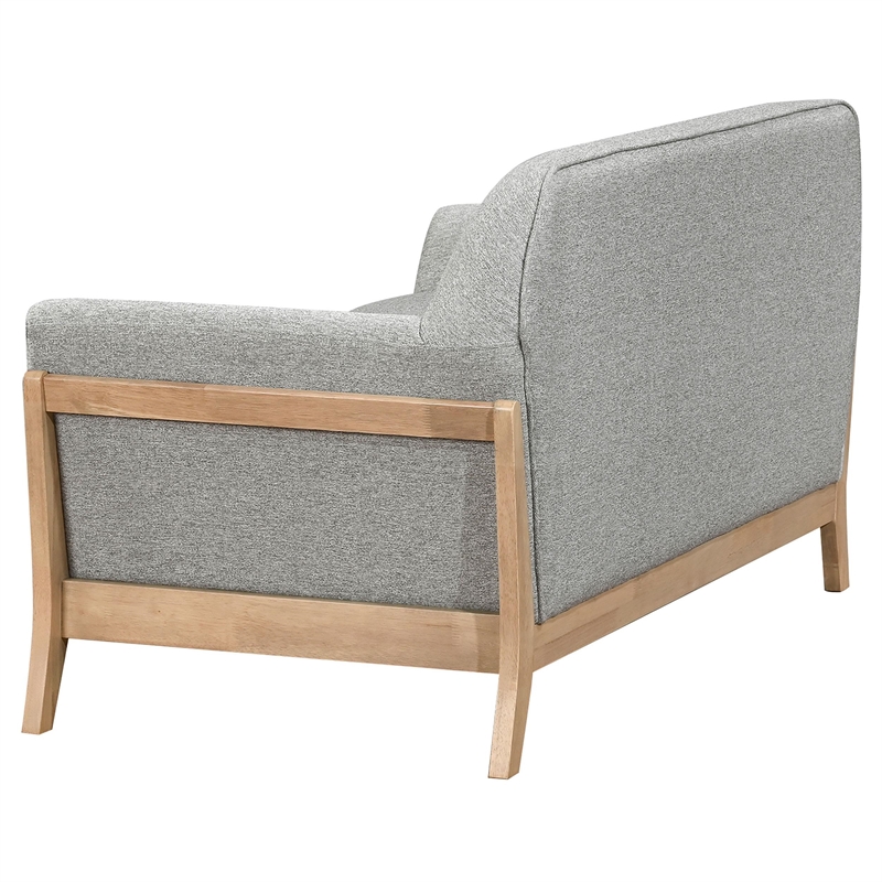Pemberly Row Mid-Century Upholstered Fabric Flared Arm Loveseat in Gray
