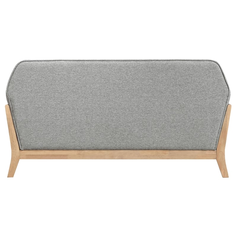 Pemberly Row Mid-Century Upholstered Fabric Flared Arm Loveseat in Gray