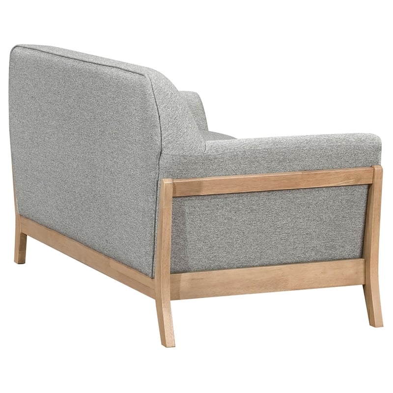 Pemberly Row Mid-Century Upholstered Fabric Flared Arm Loveseat in Gray