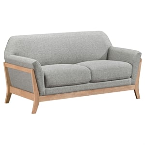 Pemberly Row Mid-Century Upholstered Fabric Flared Arm Loveseat in Gray