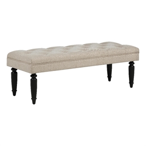 Pemberly Row 52-inch Fabric Entryway Accent Bench in Latte Brown