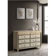 Pemberly Row 8-Drawer Velvet Upholstered LED Dresser Cabinet in Ivory/Camel