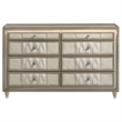 Pemberly Row 8-Drawer Velvet Upholstered LED Dresser Cabinet in Ivory/Camel