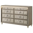 Pemberly Row 8-Drawer Velvet Upholstered LED Dresser Cabinet in Ivory/Camel