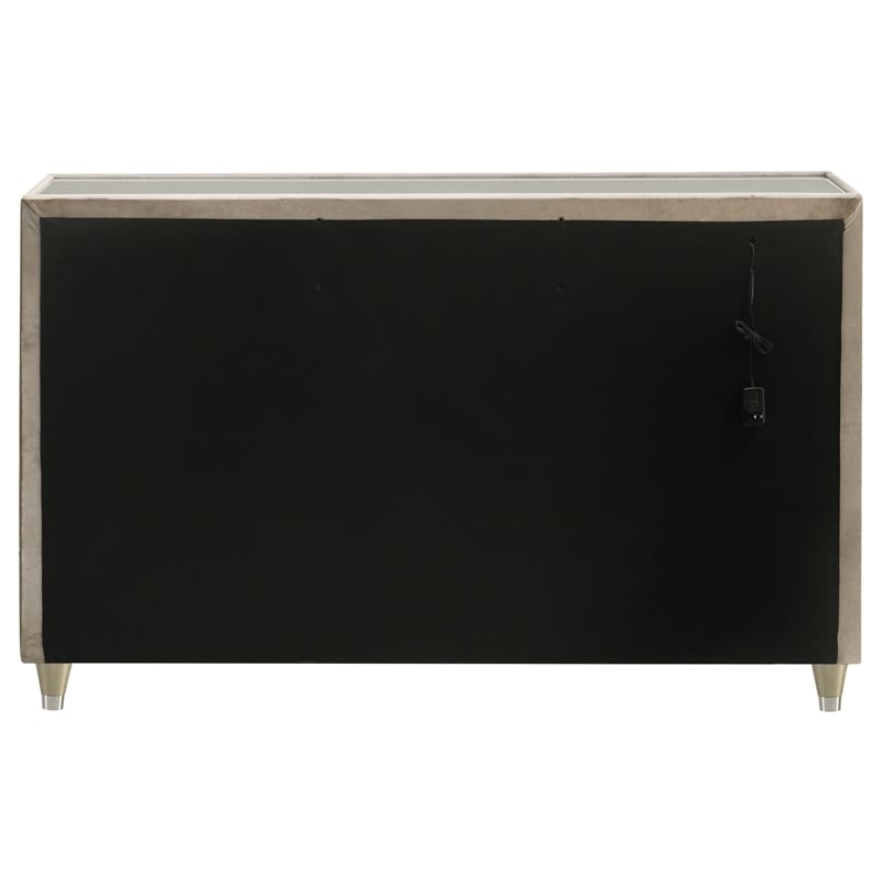 Pemberly Row 8-Drawer Velvet Upholstered LED Dresser Cabinet in Ivory/Camel