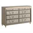 Pemberly Row 8-Drawer Velvet Upholstered LED Dresser Cabinet in Ivory/Camel