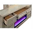Pemberly Row 8-drawer Wood LED Flame Box Dresser with Mirror in Ivory/Camel