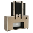 Pemberly Row 8-drawer Wood LED Flame Box Dresser with Mirror in Ivory/Camel