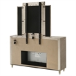 Pemberly Row 8-drawer Wood LED Flame Box Dresser with Mirror in Ivory/Camel