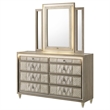 Pemberly Row 8-drawer Wood LED Dresser with Mirror in Ivory/Camel
