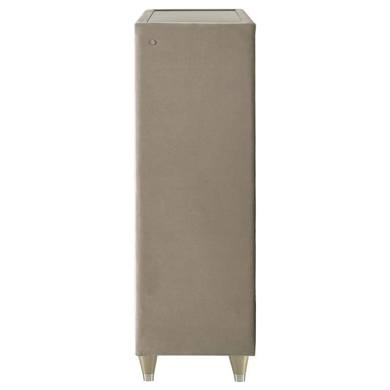 Pemberly Row 5-drawer Traditional Wood LED Chest in Ivory/Camel