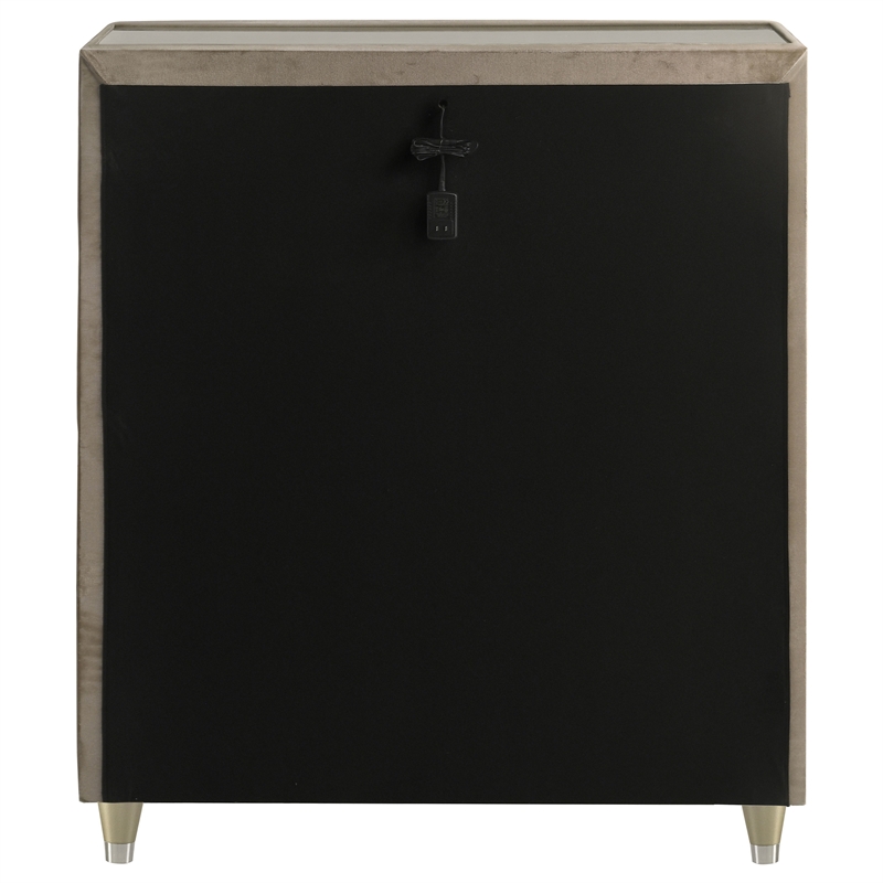 Pemberly Row 5-drawer Traditional Wood LED Chest in Ivory/Camel
