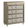 Pemberly Row 5-drawer Traditional Wood LED Chest in Ivory/Camel