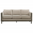 Pemberly Row Upholstered Fabric Panel Arm Sofa in Taupe Brown