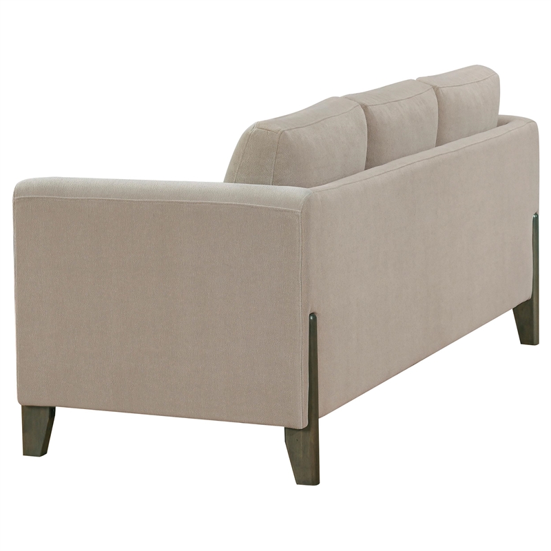 Pemberly Row Upholstered Fabric Panel Arm Sofa in Taupe Brown