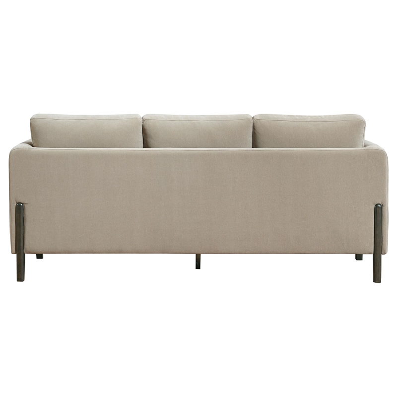 Pemberly Row Upholstered Fabric Panel Arm Sofa in Taupe Brown