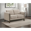 Pemberly Row Upholstered Fabric Panel Arm Loveseat in Taupe Brown