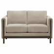 Pemberly Row Upholstered Fabric Panel Arm Loveseat in Taupe Brown