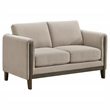 Pemberly Row Upholstered Fabric Panel Arm Loveseat in Taupe Brown