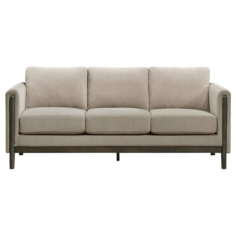 Pemberly Row 2-Piece Upholstered Fabric Panel Arm Sofa Set in Taupe Brown