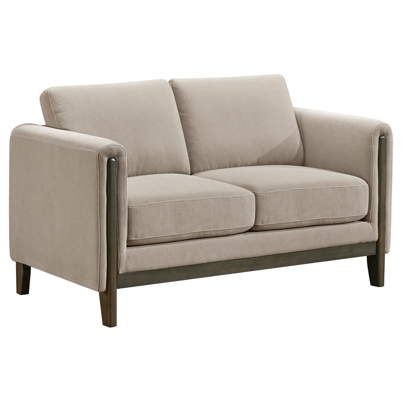 Pemberly Row 2-Piece Upholstered Fabric Panel Arm Sofa Set in Taupe Brown