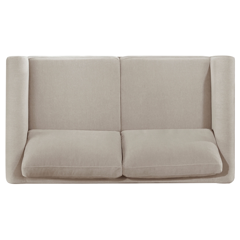 Pemberly Row 2-Piece Upholstered Fabric Panel Arm Sofa Set in Taupe Brown