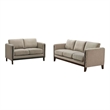 Pemberly Row 2-Piece Upholstered Fabric Panel Arm Sofa Set in Taupe Brown