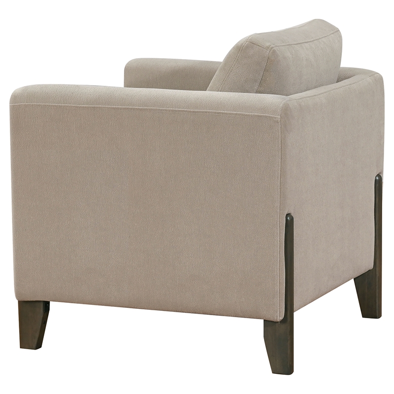 Pemberly Row 3-Piece Upholstered Fabric Panel Arm Sofa Set in Taupe Brown