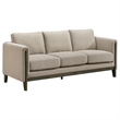 Pemberly Row 3-Piece Upholstered Fabric Panel Arm Sofa Set in Taupe Brown