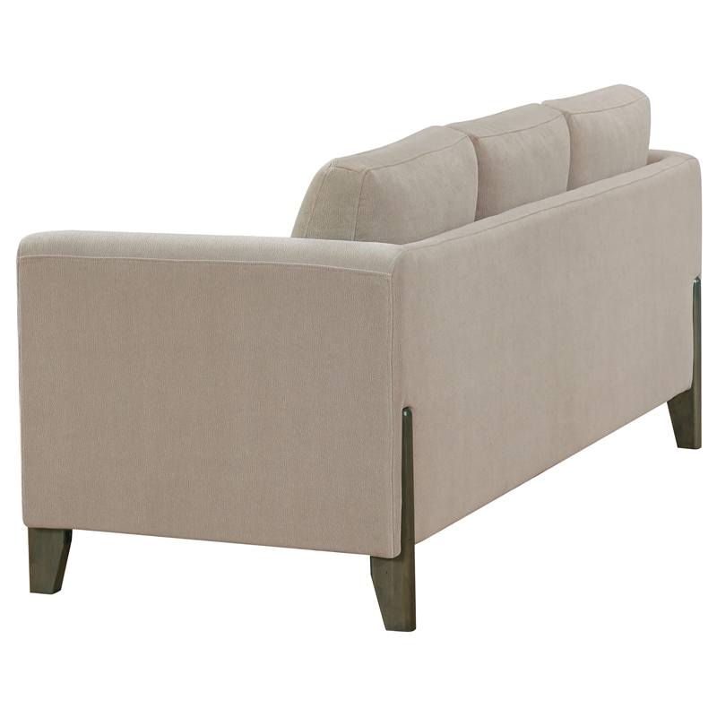 Pemberly Row 3-Piece Upholstered Fabric Panel Arm Sofa Set in Taupe Brown