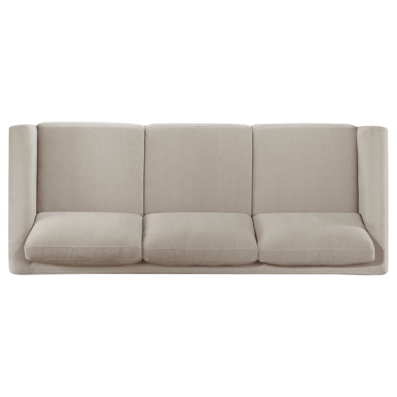 Pemberly Row 3-Piece Upholstered Fabric Panel Arm Sofa Set in Taupe Brown