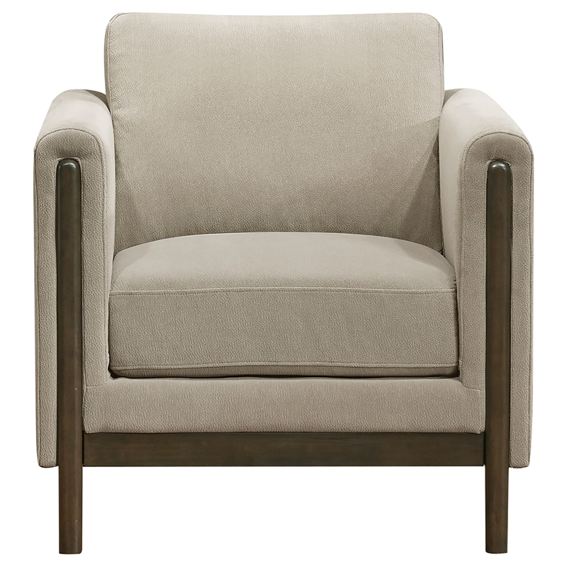 Pemberly Row Transitional Fabric Panel Arm Accent Chair in Taupe