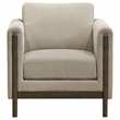 Pemberly Row Transitional Fabric Panel Arm Accent Chair in Taupe