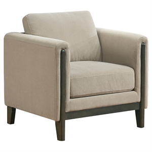 Pemberly Row Transitional Fabric Panel Arm Accent Chair in Taupe