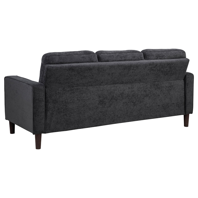 Pemberly Row Transitional Tufted Fabric Track Arm Sofa in Steel Gray