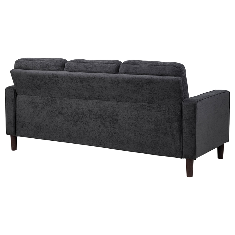 Pemberly Row Transitional Tufted Fabric Track Arm Sofa in Steel Gray