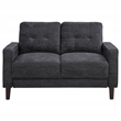 Pemberly Row Transitional Tufted Fabric Track Arm Loveseat in Steel Gray