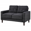 Pemberly Row Transitional Tufted Fabric Track Arm Loveseat in Steel Gray