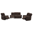 Pemberly Row 3-Piece Upholstered Chenille Reclining Sofa Set in Dark Brown