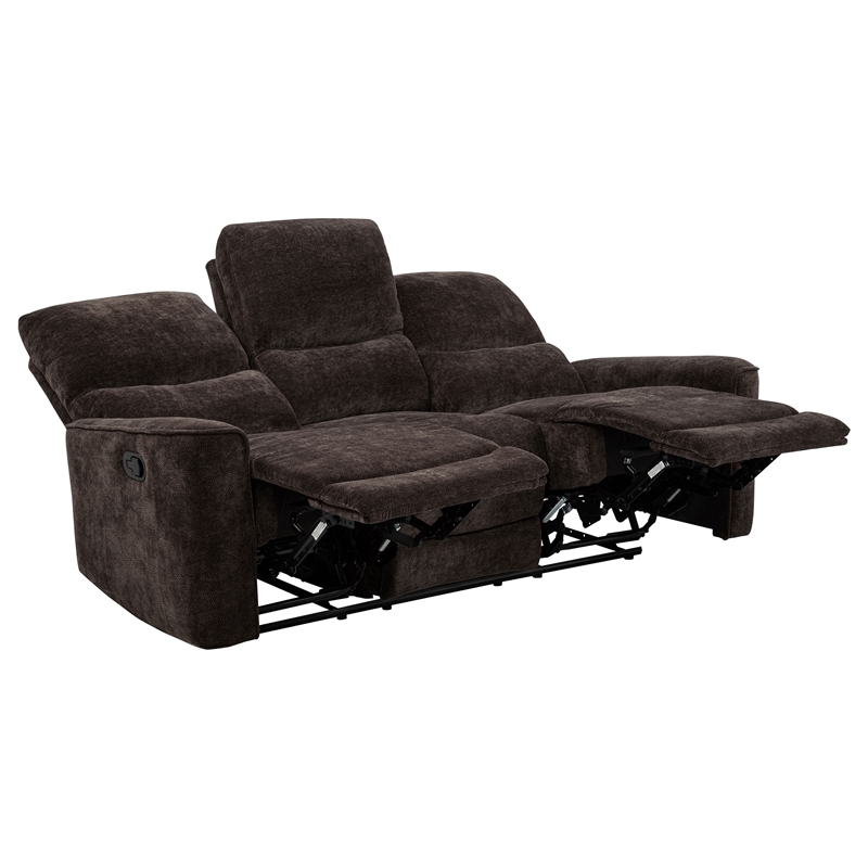 Pemberly Row 3-Piece Upholstered Chenille Reclining Sofa Set in Dark Brown