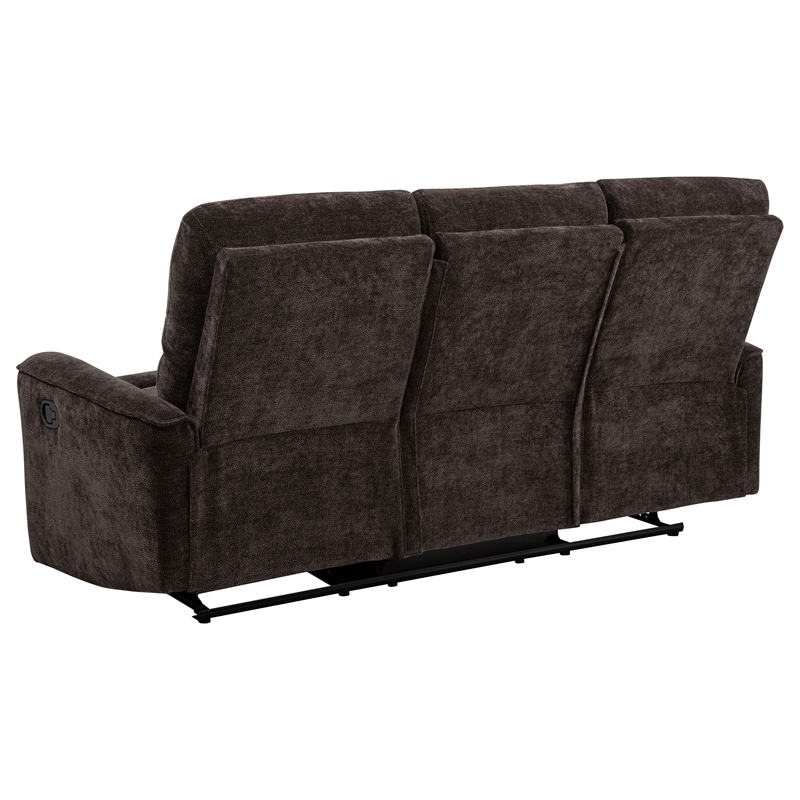 Pemberly Row 3-Piece Upholstered Chenille Reclining Sofa Set in Dark Brown